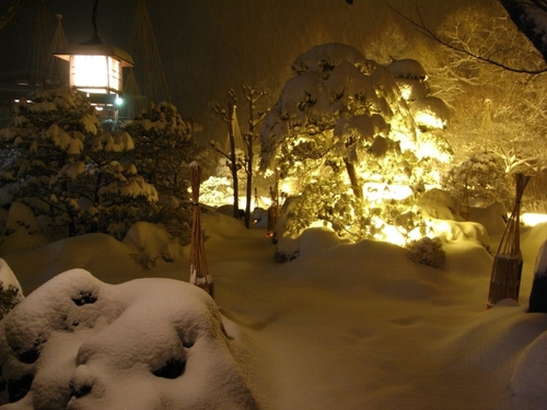 山梨県　温泉宿　「積雪２４センチ！！」・・春は？