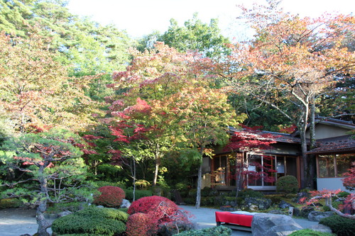 富士山温泉ホテル鐘山苑：庭園紅葉