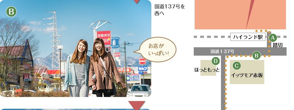 国道137号を
西へ